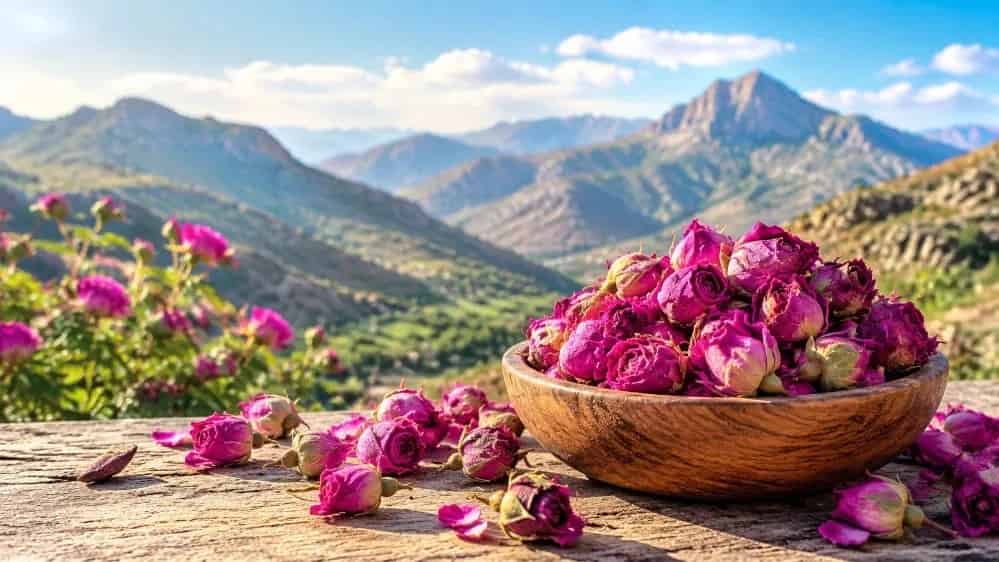 غنچه گل محمدی لاله‌زار کرمان عمده و صادرات